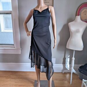 Vintage 90s Y2K Wet Seal Midi Dress Fairycore Asymmetrical Cowl Flower Size M